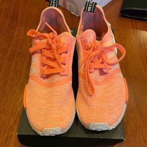 Adidas Womens NMD R1 Sun Glow Running Shoes Orange BY3034 Low Top Sneakers 9M.